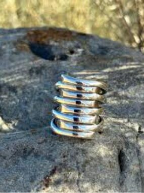 UNO de 50 Stacked Multi-Band Ring in Silver Tone